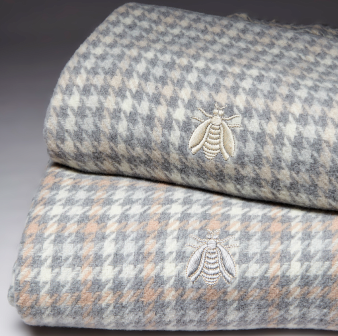 Amir pied de poule с вышивкой серый/розовый