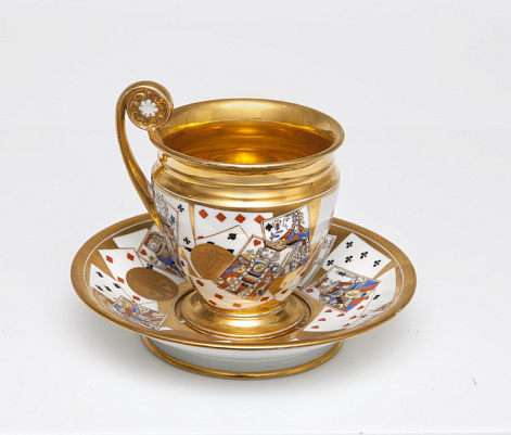 Чайная пара "Карты" завод А.Г. Попова