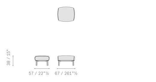 Archibald ottoman with wood base