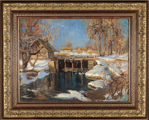Лапшин Г.А. Зимний пейзаж. Запруда на реке